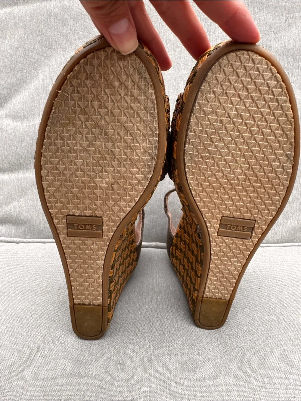 TOMS Clarissa olive textile with wrapped wedge